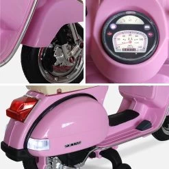 Scooter électrique Enfant Vespa 12V, 1 Place Couleur : Rose -Outdoor Living Soldes ROCVESPAPINK 03