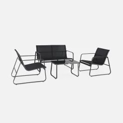 Salon De Jardin Métal 4 Places Couleur : Noir -Outdoor Living Soldes TX4KDBK 01