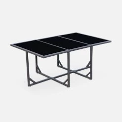 Table De Jardin Encastrable Résine Tressée, 6 Chaises Couleur : Marron -Outdoor Living Soldes WK6CUBEBN 03