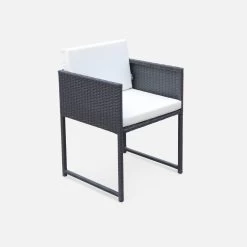 Table De Jardin Encastrable Résine Tressée, 6 Chaises Couleur : Marron -Outdoor Living Soldes WK6CUBEBN 04