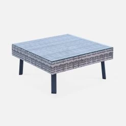 Salon De Jardin Résine Tressée Plate 5 Places Couleur : Nuances De Gris / Gris Foncé 14 Salon De Jardin Résine Tressée Plate 5 Places Couleur : Nuances De Gris / Gris Foncé -Outdoor Living Soldes WKAF007MIXGY 06