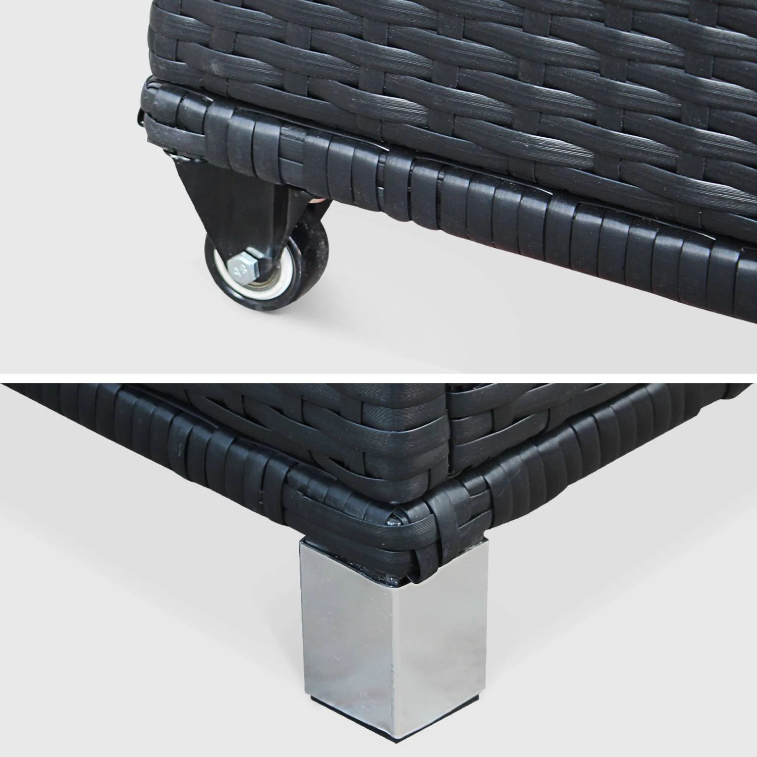 Coffre De Jardin Résine Tressée 790L Couleur : Noir 8 Coffre De Jardin Résine Tressée 790L Couleur : Noir – Image 6