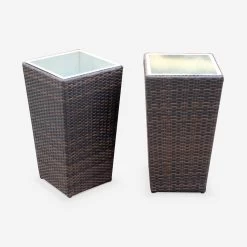 Pot De Fleur 60cm Résine Tressée (lot De 2) Couleur : Marron -Outdoor Living Soldes WKVASE60BN 03