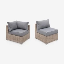 Salon De Jardin Résine Tressée Arrondie 5 Places Couleur : Bois / Gris Foncé 11 Salon De Jardin Résine Tressée Arrondie 5 Places Couleur : Bois / Gris Foncé -Outdoor Living Soldes WKVS004NATGY 02