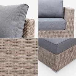 Salon De Jardin Résine Tressée Arrondie 5 Places Couleur : Bois / Gris Foncé 13 Salon De Jardin Résine Tressée Arrondie 5 Places Couleur : Bois / Gris Foncé -Outdoor Living Soldes WKVS004NATGY 04