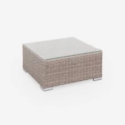 Salon De Jardin Résine Tressée Arrondie 5 Places Couleur : Naturel / Gris Foncé -Outdoor Living Soldes WKVS007NATGY 04