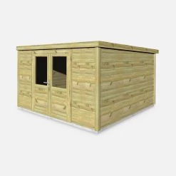 Abri De Jardin Bois 13m², Sapin Du Nord Traité Autoclave Ep.27mm -Outdoor Living Soldes WSAF33X33NAT 03