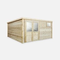 Abri De Jardin Bois 20,3m², Sapin Du Nord Traité Autoclave Ep.27mm -Outdoor Living Soldes WSAF42X42NAT 01