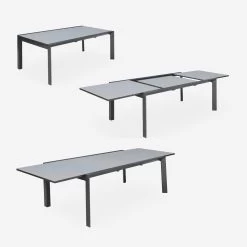 Table De Jardin Extensible Aluminium, 8 Chaises Couleur : Gris Foncé / Gris Taupe 12 Table De Jardin Extensible Aluminium, 8 Chaises Couleur : Gris Foncé / Gris Taupe -Outdoor Living Soldes XT300R8SANDCO 03