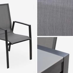 Table De Jardin Extensible Aluminium, 8 Chaises Couleur : Gris Foncé / Gris Taupe 15 Table De Jardin Extensible Aluminium, 8 Chaises Couleur : Gris Foncé / Gris Taupe -Outdoor Living Soldes XT300R8SANDCO 06