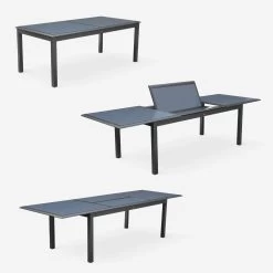 Table De Jardin Extensible Aluminium, 8 Chaises Couleur : Anthracite -Outdoor Living Soldes XTP300R8CO 04