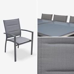 Table De Jardin Extensible Aluminium, 8 Chaises Couleur : Anthracite -Outdoor Living Soldes XTP300R8CO 05