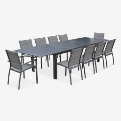 Table De Jardin Extensible Aluminium, 10 Chaises 13 Table De Jardin Extensible Aluminium, 10 Chaises -Outdoor Living Soldes XTSAF335R10CO 01