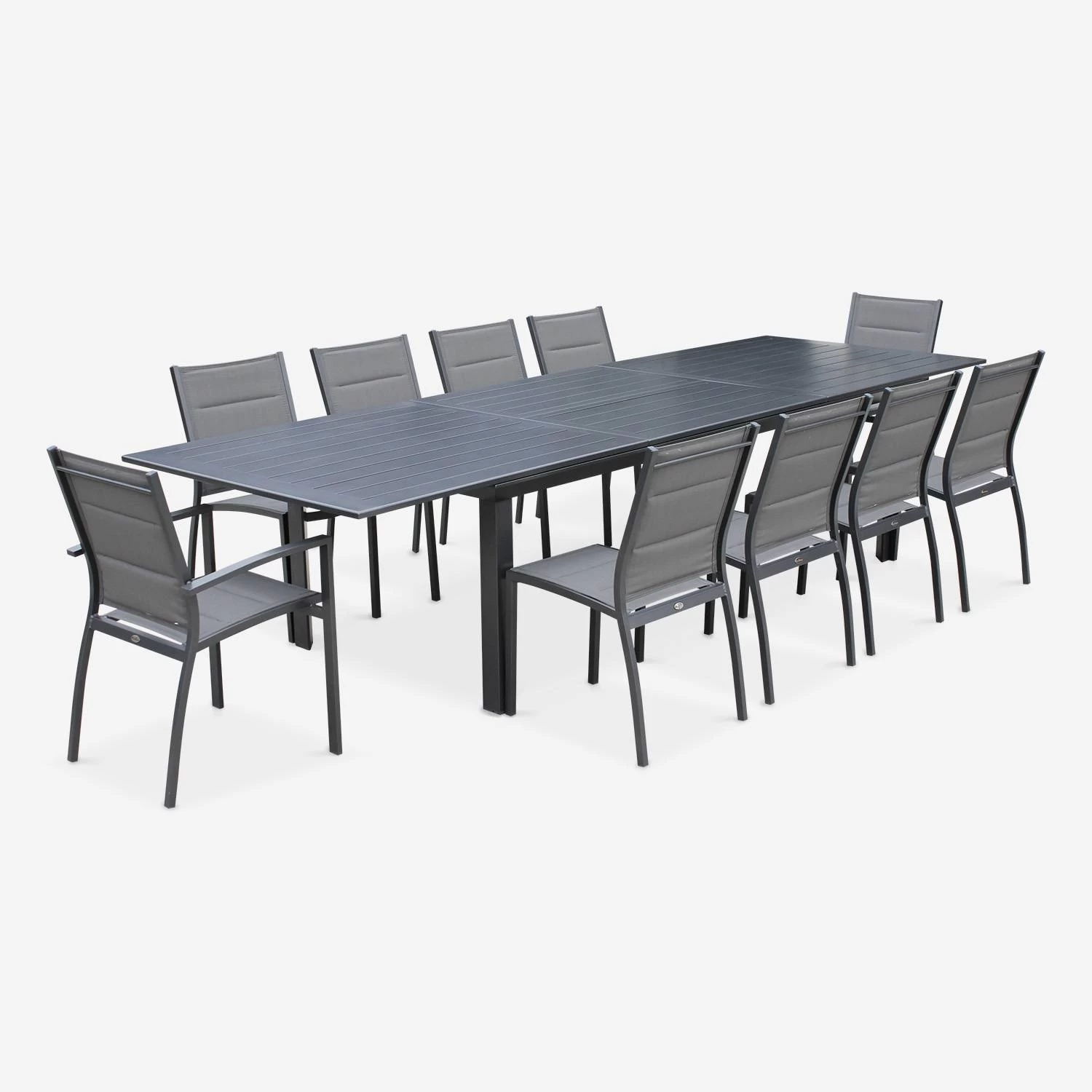 Table De Jardin Extensible Aluminium, 10 Chaises 8 Table De Jardin Extensible Aluminium, 10 Chaises – Image 6
