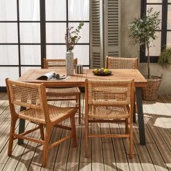 Table Intérieur / Extérieur Bois Et Métal + 4 Chaises En Cannage Et Bois -Outdoor Living Soldes ac150kdatr4can d0089ef89b95627be3192e663b4fff2b