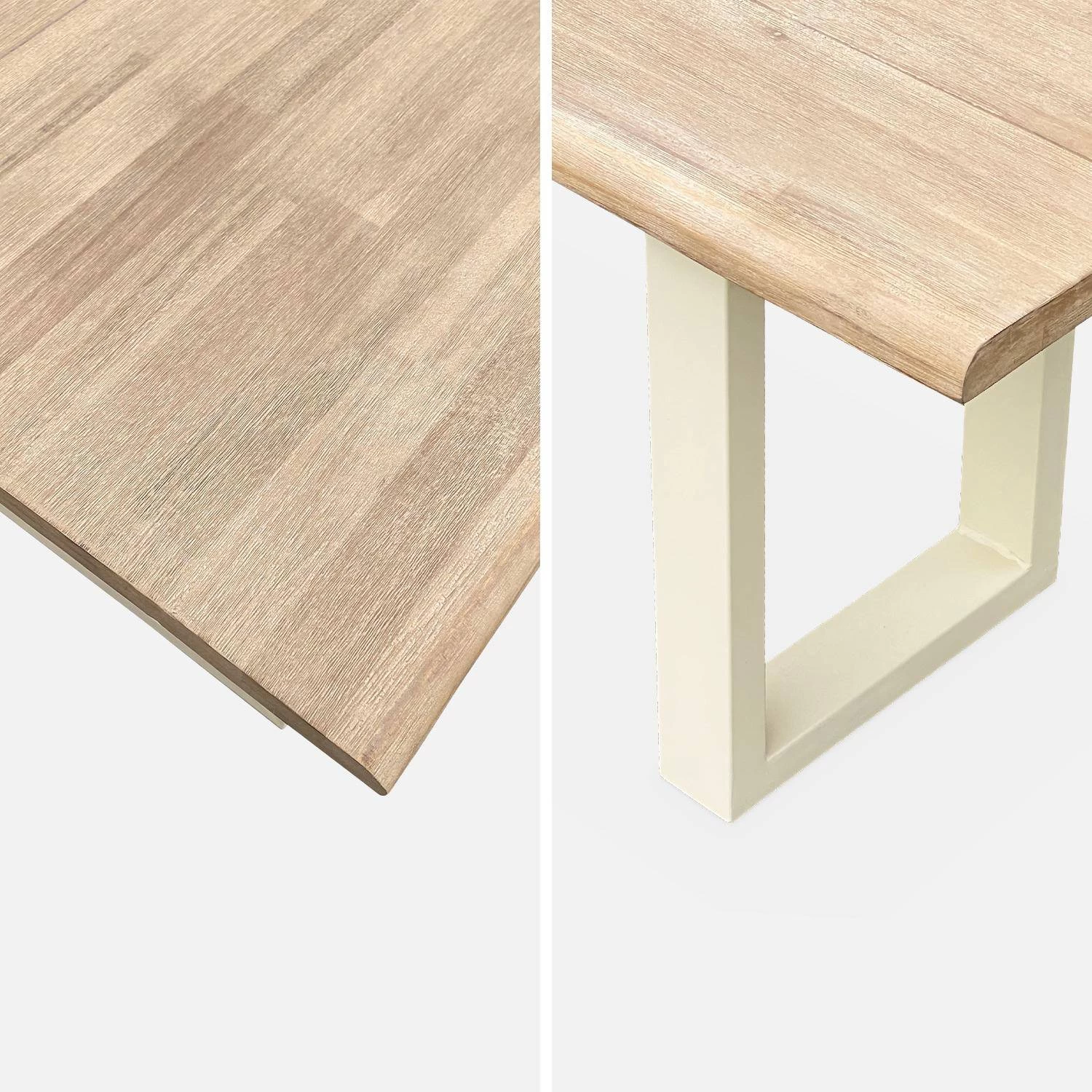 Banc 3 Places Acacia Brossé Clair, Structure Acier (lot De 2) Couleur : Ivoire 7 Banc 3 Places Acacia Brossé Clair, Structure Acier (lot De 2) Couleur : Ivoire – Image 5