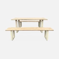 Table De Jardin 6 Places En Bois Avec Bancs Couleur : Ivoire -Outdoor Living Soldes ac180setivose 20f3fdf4270c6a59dfe9414e5dfd8eb8