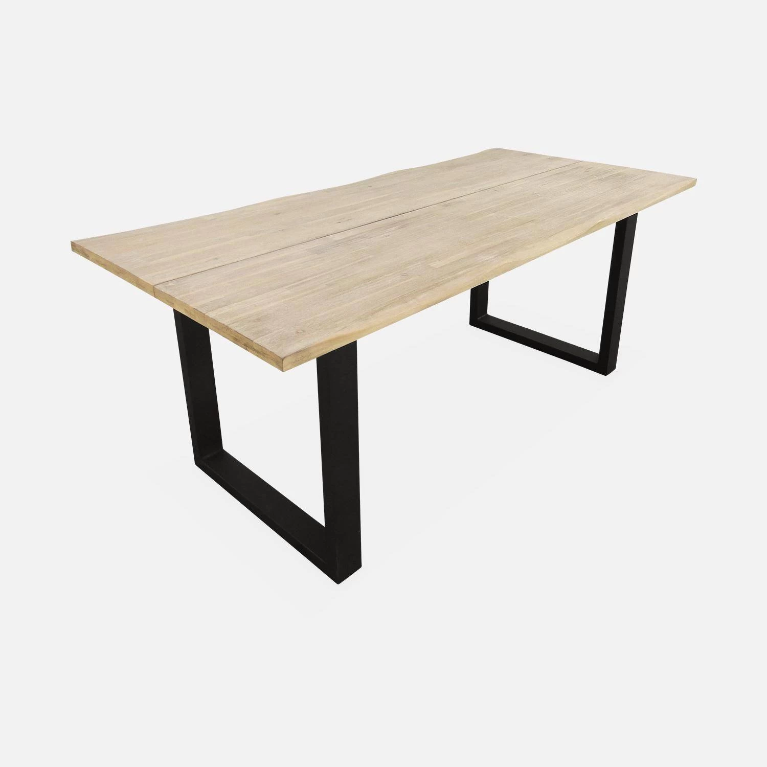 Table à Manger Bois Et Métal 180cm + 4 Chaises Et 2 Fauteuils En Rotin Naturel 4 Table à Manger Bois Et Métal 180cm + 4 Chaises Et 2 Fauteuils En Rotin Naturel – Image 2