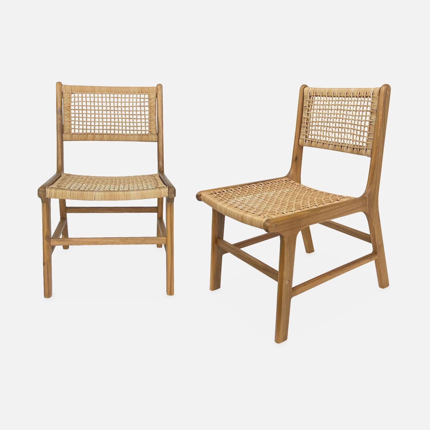 Chaise De Jardin En Cannage Et Bois (lot De 2) 5 Chaise De Jardin En Cannage Et Bois (lot De 2) – Image 3