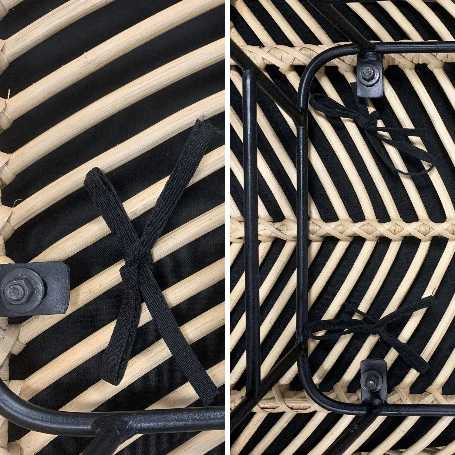 Table à Manger Bois Et Métal, 190cm + 2 Fauteuils Et 4 Chaises En Rotin Naturel 8 Table à Manger Bois Et Métal, 190cm + 2 Fauteuils Et 4 Chaises En Rotin Naturel – Image 6