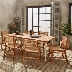 Table De Jardin Bois Et Métal + 6 Chaises En Cannage Et Bois Couleur : Ivoire -Outdoor Living Soldes ackd200r6civo c287d553c1d9115d4e12b796c17edd73