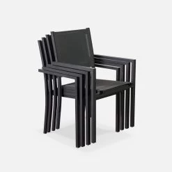 Table De Jardin Aluminium Et Textilène, 6 Chaises Empilables Couleur : Anthracite / Gris -Outdoor Living Soldes af150r6at e29d504699721d417f273b63b5e99c83