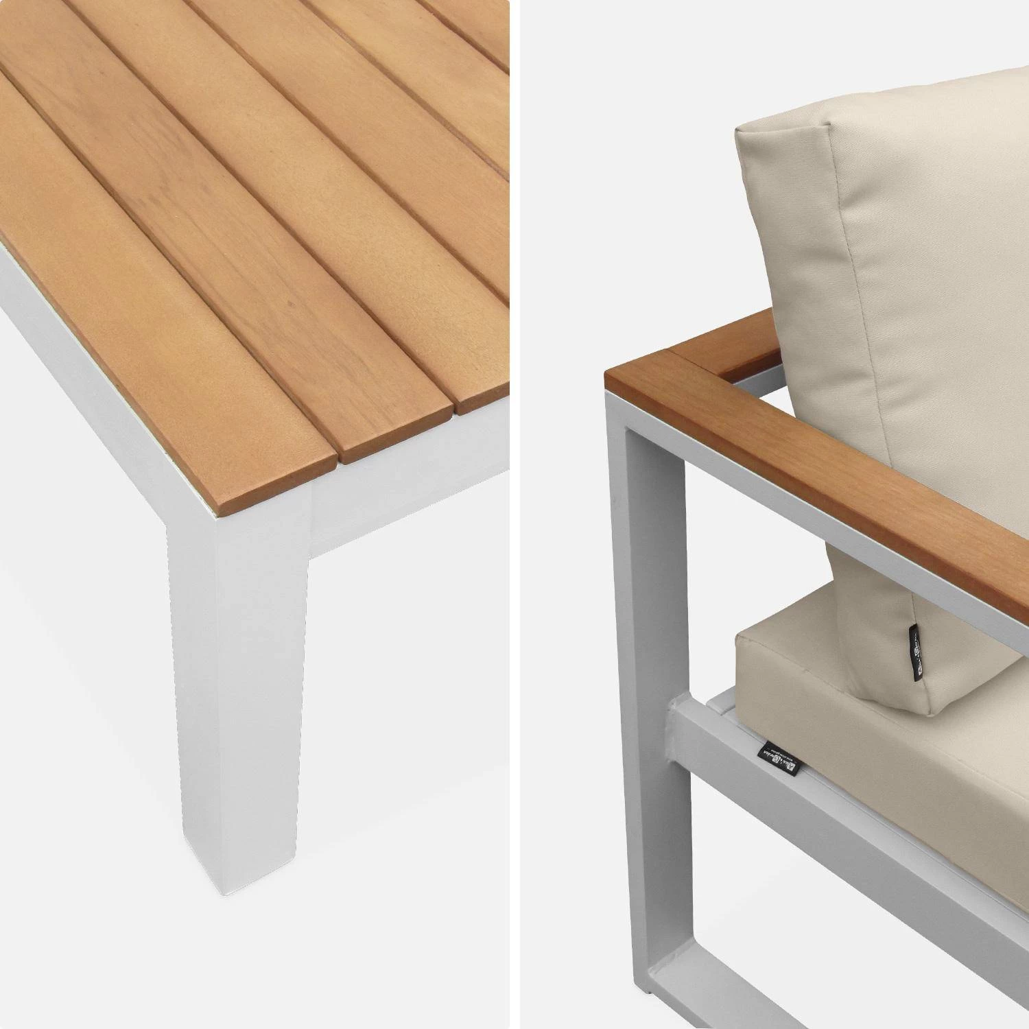 Salon De Jardin Bois Et Aluminium 5 Places Couleur : Beige 10 Salon De Jardin Bois Et Aluminium 5 Places Couleur : Beige – Image 8