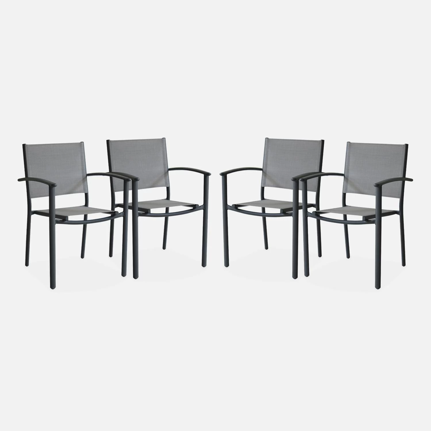 Fauteuil De Jardin Empilables Aluminium Et Textilène (lot De 4) Couleur : Gris Clair 5 Fauteuil De Jardin Empilables Aluminium Et Textilène (lot De 4) Couleur : Gris Clair – Image 3