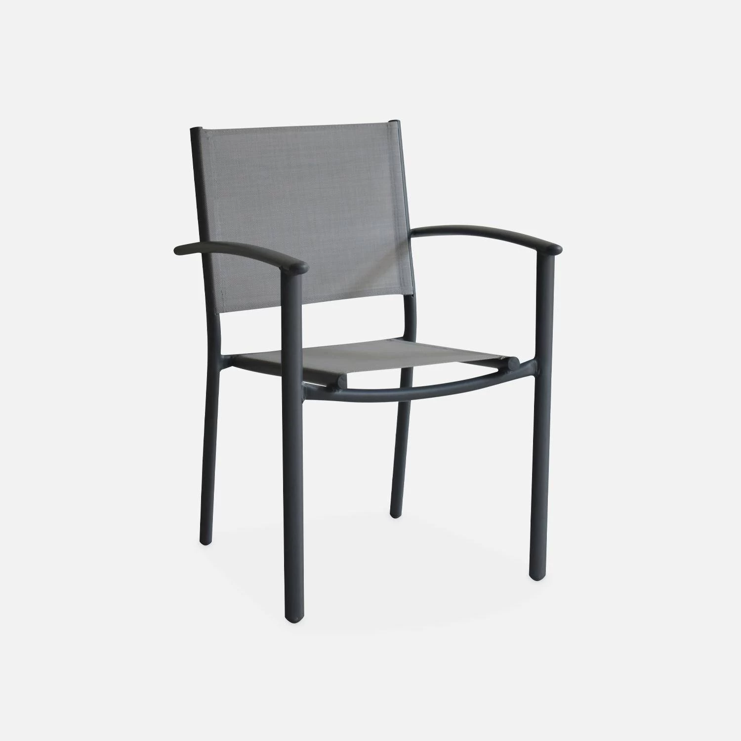 Fauteuil De Jardin Empilables Aluminium Et Textilène (lot De 4) Couleur : Gris Clair 6 Fauteuil De Jardin Empilables Aluminium Et Textilène (lot De 4) Couleur : Gris Clair – Image 4