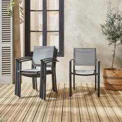 Fauteuil De Jardin Empilables Aluminium Et Textilène (lot De 4) Couleur : Gris Clair 9 Fauteuil De Jardin Empilables Aluminium Et Textilène (lot De 4) Couleur : Gris Clair -Outdoor Living Soldes aftxchrx4atgy f59f4e644efe60a7a337570be5d92307
