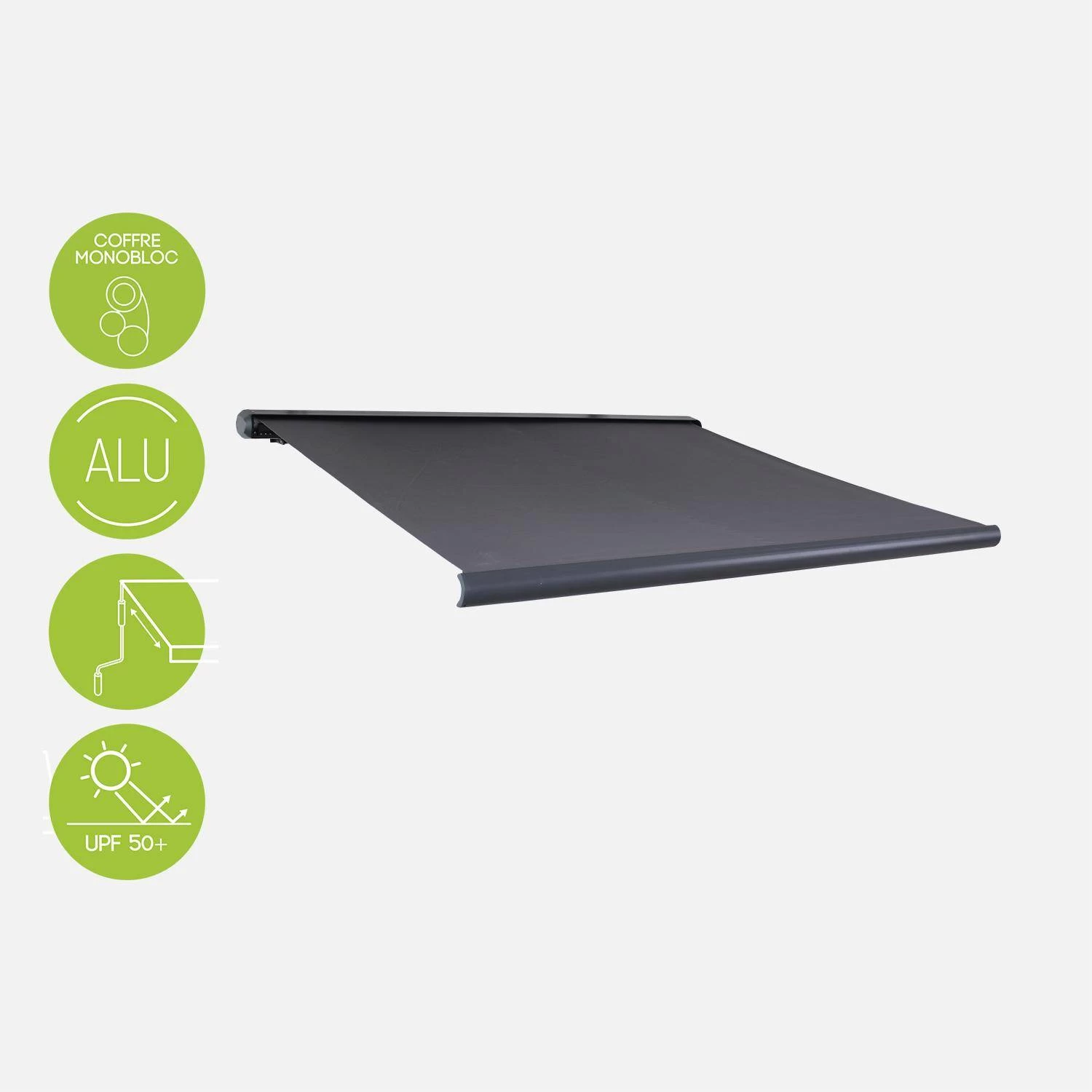 Store Banne électrique 3x2,5m Couleur : Gris 3 Store Banne électrique 3x2,5m Couleur : Gris