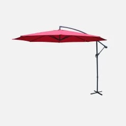 Parasol Déporté Rond 350cm Couleur : Rouge -Outdoor Living Soldes bu350red b21cb95d210f7f9048a9e59a9f6382bf