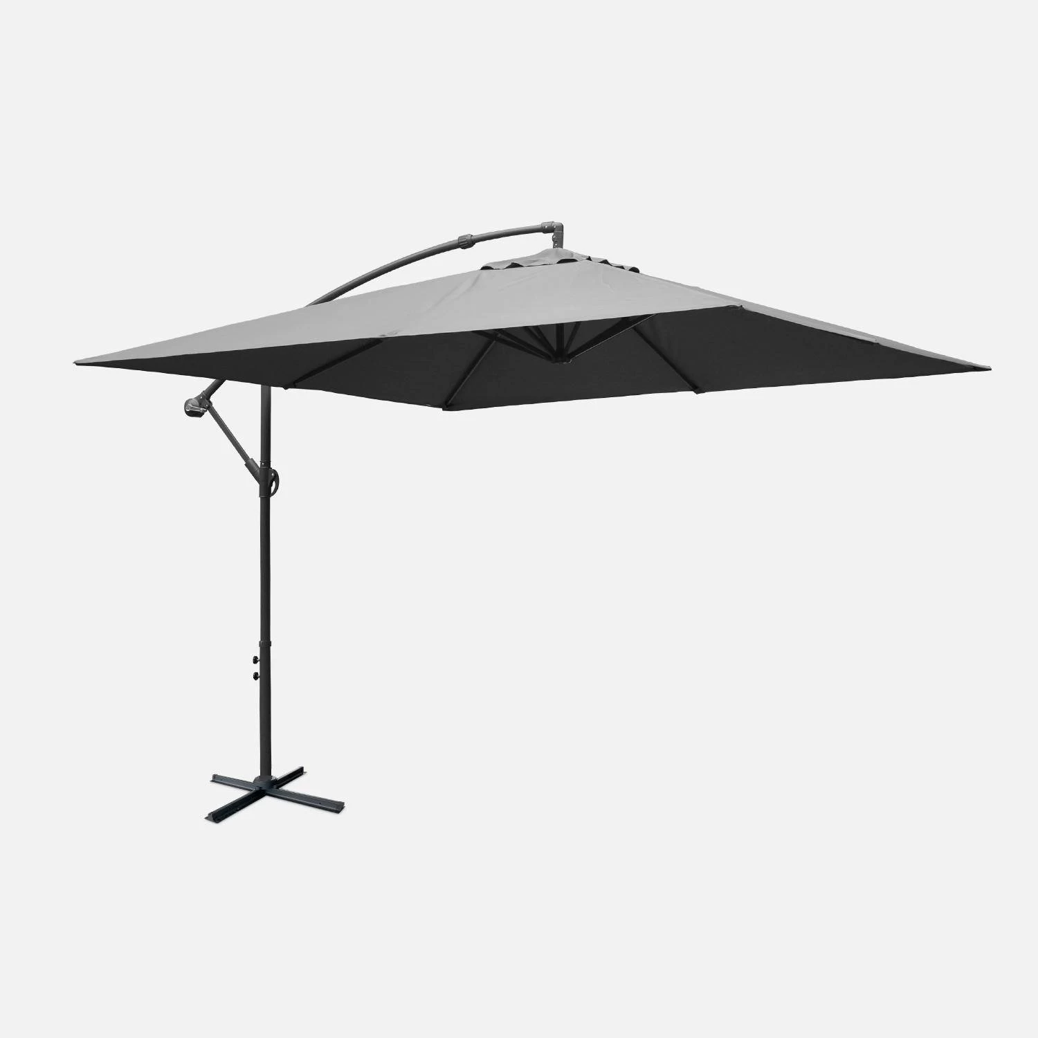 Parasol Déporté Carré 3x3m Couleur : Gris 4 Parasol Déporté Carré 3x3m Couleur : Gris – Image 2