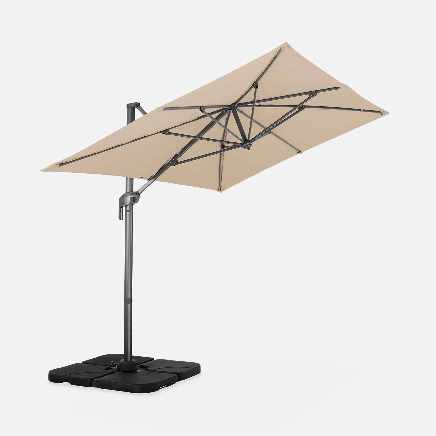 Parasol Déporté Rectangulaire 2x3m Couleur : Beige 6 Parasol Déporté Rectangulaire 2x3m Couleur : Beige – Image 4