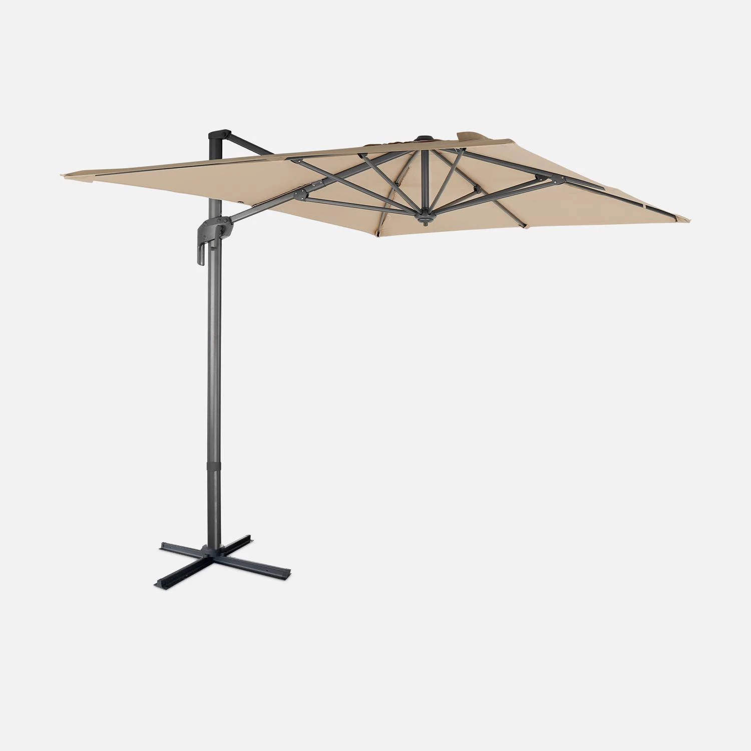 Parasol Déporté Rectangulaire 2x3m Couleur : Beige 4 Parasol Déporté Rectangulaire 2x3m Couleur : Beige – Image 2