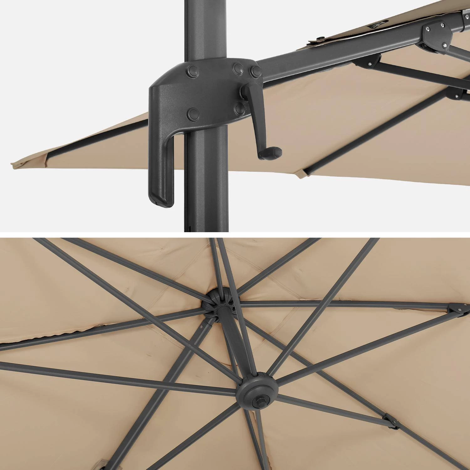 Parasol Déporté Rectangulaire 2x3m Couleur : Beige 8 Parasol Déporté Rectangulaire 2x3m Couleur : Beige – Image 6