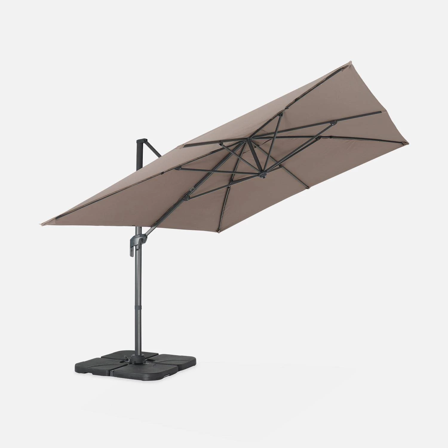 Parasol Déporté Rectangulaire 3x4m Couleur : Taupe 6 Parasol Déporté Rectangulaire 3x4m Couleur : Taupe – Image 4