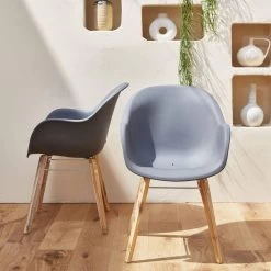 Fauteuil Scandinave Acacia (lot De 2) Couleur : Gris