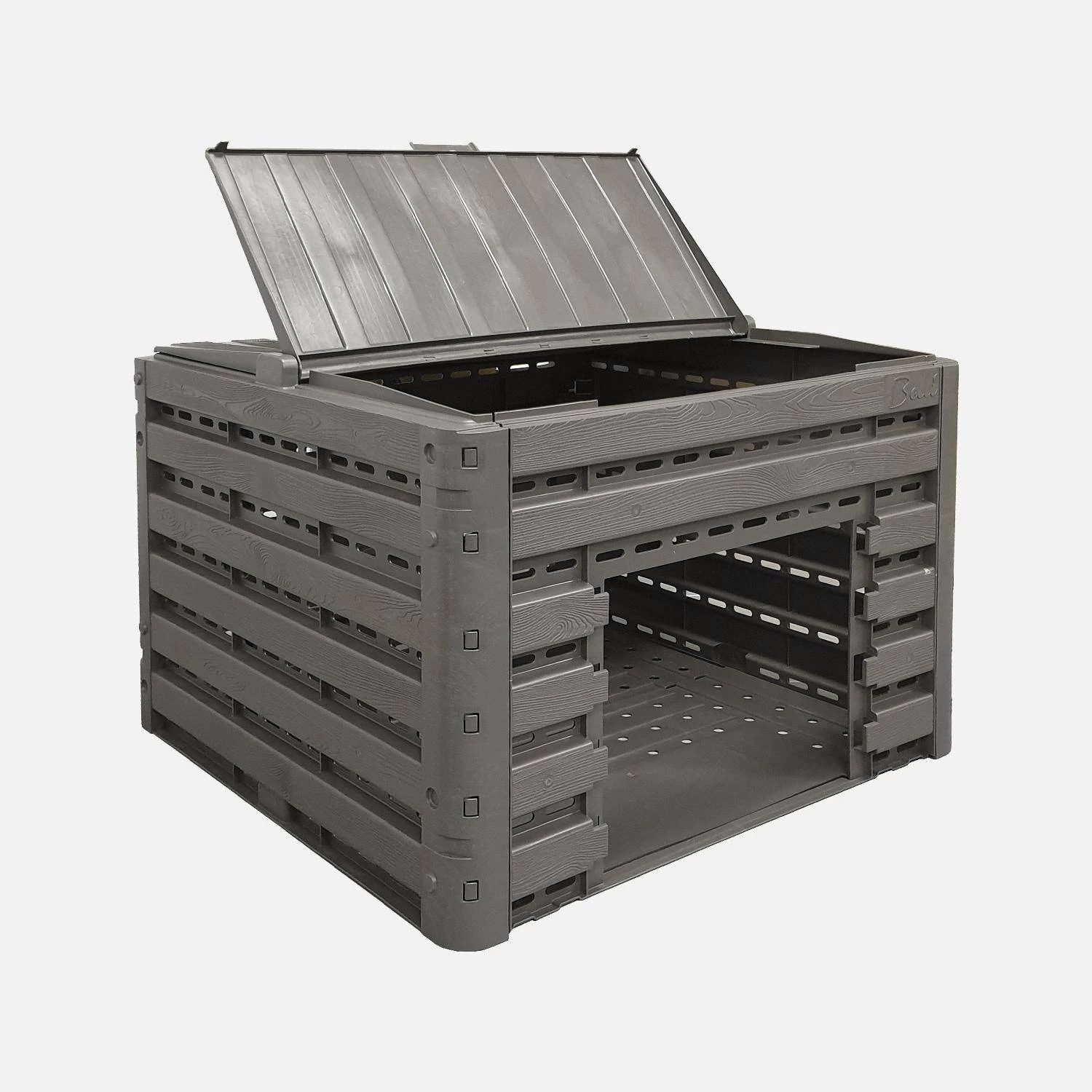 Lot De 2 Composteurs De Jardin Noirs, Plastique Recyclé, Double Ouverture, 400L 5 Lot De 2 Composteurs De Jardin Noirs, Plastique Recyclé, Double Ouverture, 400L – Image 3