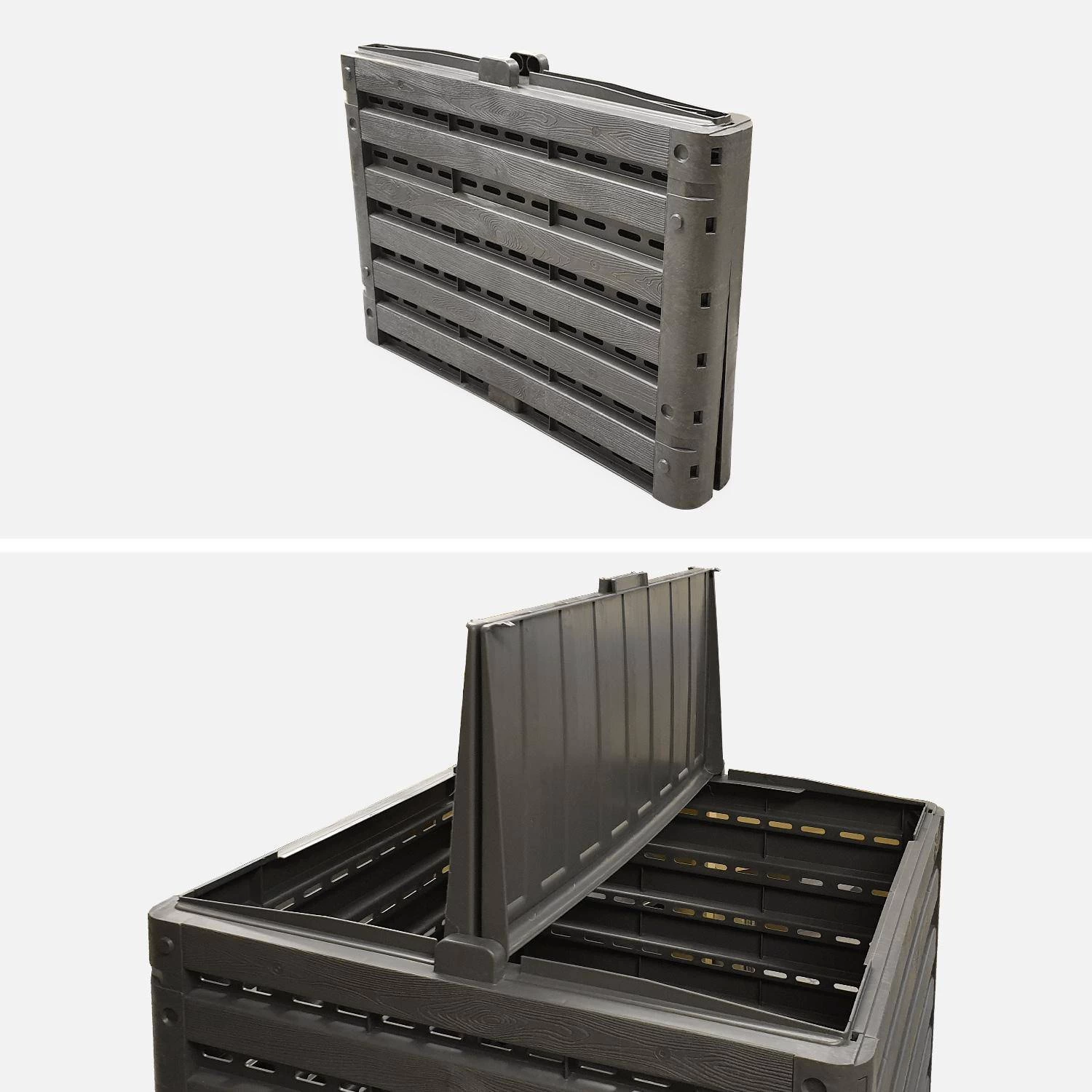 Lot De 2 Composteurs De Jardin Noirs, Plastique Recyclé, Double Ouverture, 400L 6 Lot De 2 Composteurs De Jardin Noirs, Plastique Recyclé, Double Ouverture, 400L – Image 4