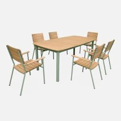 Table De Jardin Bois Et Aluminium 190cm, 6 Chaises Empilables 13 Table De Jardin Bois Et Aluminium 190cm, 6 Chaises Empilables -Outdoor Living Soldes ec190r6aseggy 83097809a191a9b3a2cfe94671bad118