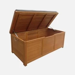 Coffre De Jardin Bois 200L Avec Vérins Couleur : Bois / Gris -Outdoor Living Soldes ecbox125gy 866fc46c55687d44fade2bd2d6301e5f