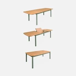 Table De Jardin Extensible Bois Et Aluminium 190/253 Cm, 8 Chaises Empilables 14 Table De Jardin Extensible Bois Et Aluminium 190/253 Cm, 8 Chaises Empilables -Outdoor Living Soldes ecxtp190r8seggy 1e9a26ac1565b52f4b3e308a140c5d79