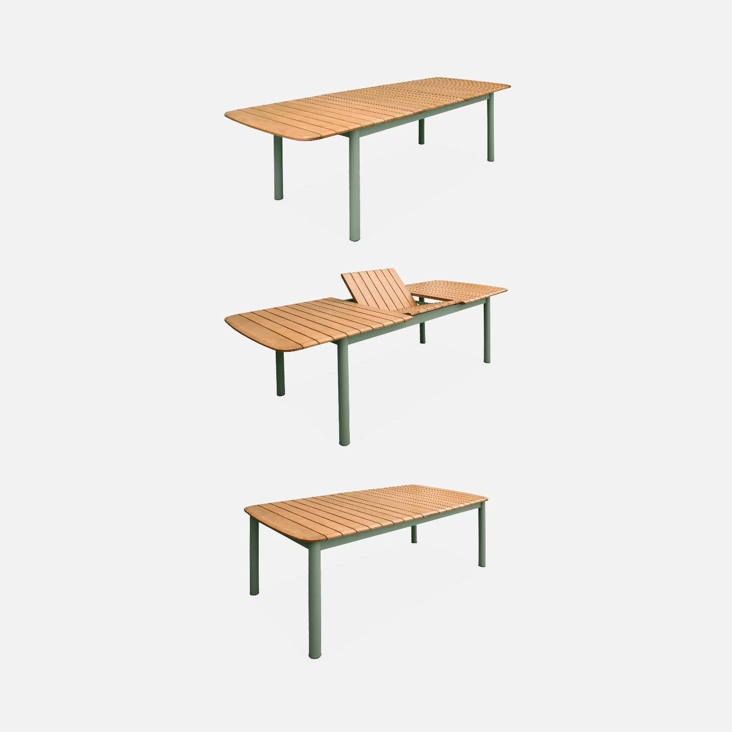 Table De Jardin Extensible Bois Et Aluminium 190/253 Cm, 8 Chaises Empilables 8 Table De Jardin Extensible Bois Et Aluminium 190/253 Cm, 8 Chaises Empilables – Image 6