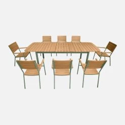 Table De Jardin Extensible Bois Et Aluminium 190/253 Cm, 8 Chaises Empilables 13 Table De Jardin Extensible Bois Et Aluminium 190/253 Cm, 8 Chaises Empilables -Outdoor Living Soldes ecxtp190r8seggy a1f39f2680403cf0188016a3e1814e4d