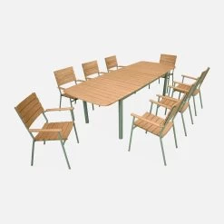Table De Jardin Extensible Bois Et Aluminium 190/253 Cm, 8 Chaises Empilables 12 Table De Jardin Extensible Bois Et Aluminium 190/253 Cm, 8 Chaises Empilables -Outdoor Living Soldes ecxtp190r8seggy c20e01dd7a50de641f37b2e7793435de