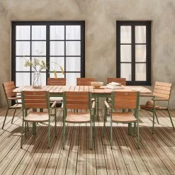 Table De Jardin Extensible Bois Et Aluminium 190/253 Cm, 8 Chaises Empilables 10 Table De Jardin Extensible Bois Et Aluminium 190/253 Cm, 8 Chaises Empilables -Outdoor Living Soldes ecxtp190r8seggy d37286cd957c826e3fec82793d6df0aa