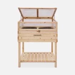 Carré Potager Sur Pieds En Bois Et Serre 80x60x109cm -Outdoor Living Soldes ghmini109 16c7476ed0357e4c1f36183ed047b265