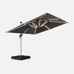 Parasol LED Déporté Carré 3x3m Couleur : Anthracite 12 Parasol LED Déporté Carré 3x3m Couleur : Anthracite -Outdoor Living Soldes hdu3x3leddkgy 9ee6bb56acff9ddf157b2be5f6321d23