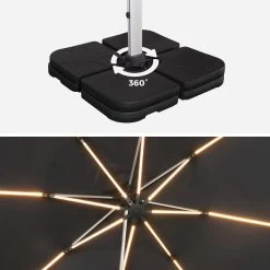 Parasol LED Déporté Carré 3x3m Couleur : Anthracite 16 Parasol LED Déporté Carré 3x3m Couleur : Anthracite -Outdoor Living Soldes hdu3x3leddkgy a178fa293c0f05b770d2b2b3624a38f0